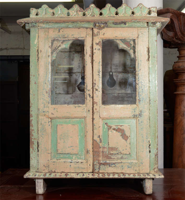 19th Century Green Painted Teak Shrine For Sale