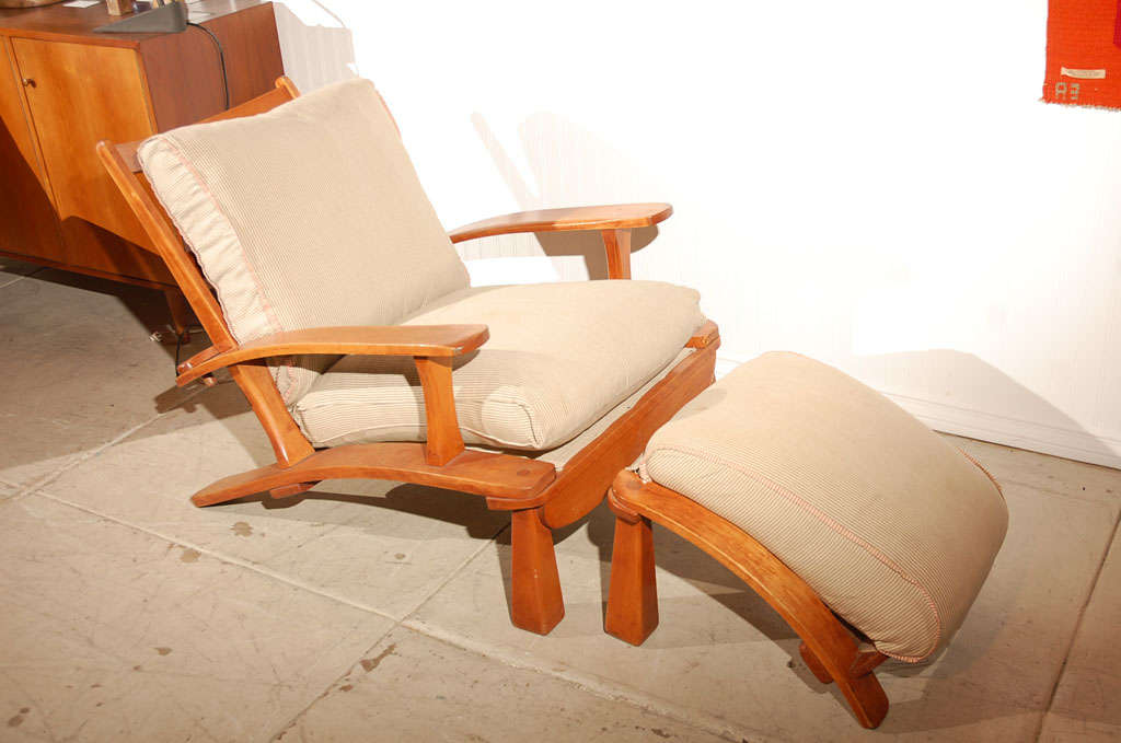 Mid-20th Century Morris Chair and Ottoman by Cushman Company