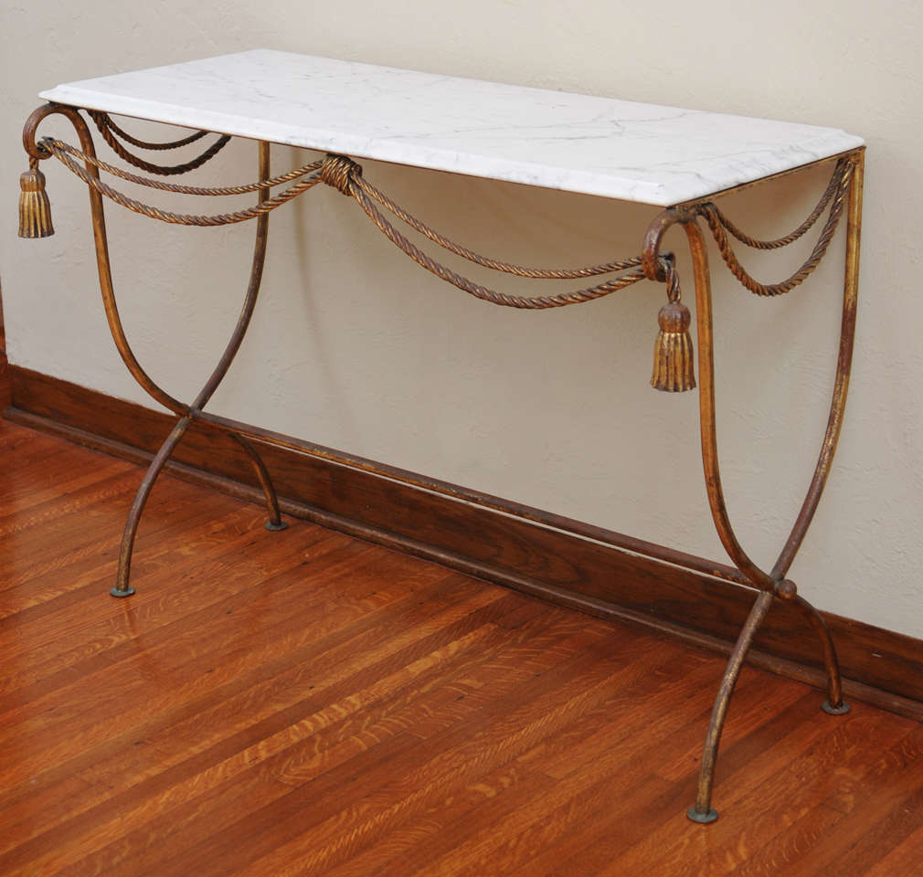 Italian Marble and Gold Gilt Console Table In Good Condition In West Palm Beach, FL