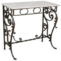 Hand Wrought Spanish Revival Console Table with Marble Top SATURDAY SALE