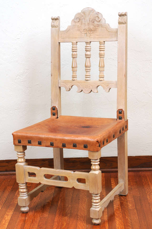 American Addison Mizner Spanish Revival Dining Set with Eight Dining Chairs and Table