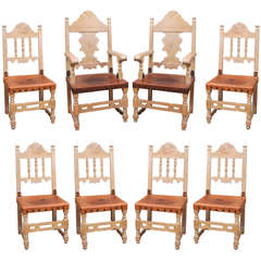 Addison Mizner Spanish Revival Dining Set with Eight Dining Chairs and Table