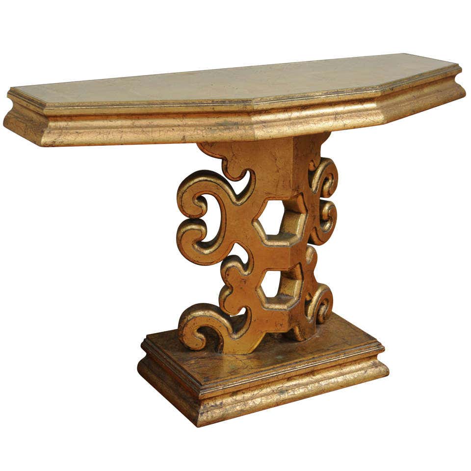 Gold Leaf Console Table in the Manner of James Mont For Sale at 1stDibs