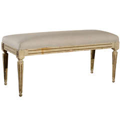 A French 19th Century Louis XVI Style Upholstered Bench 5