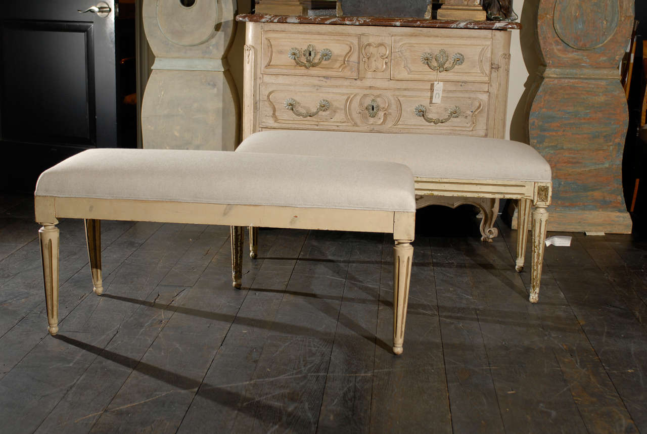 French 19th Century Louis XVI Style Upholstered Bench 2