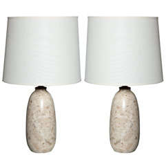 Vintage Pair of Alabaster Table Lamps