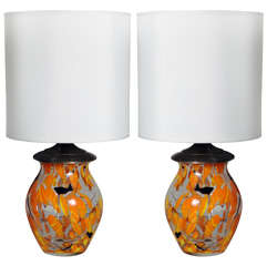 Pair of Abstract Murano Glass Lamps