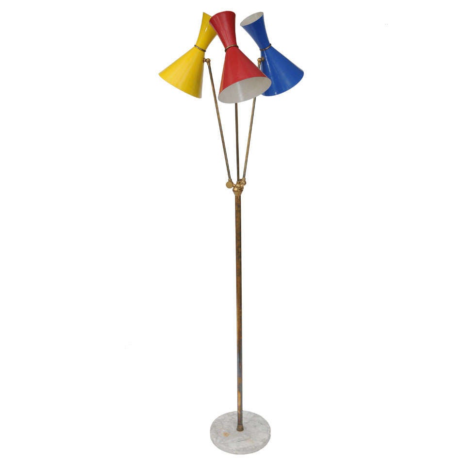 Stilnovo Mid-Century Modern Three Shade Floor Lamp Italy For Sale