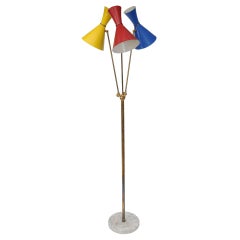 Stilnovo-Stehlampe mit drei Schirmen, Moderne der Mitte des Jahrhunderts, Italien