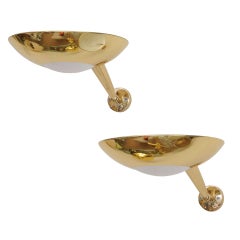  Pair of Gilt Bronze Sconces in the style of Stilnovo