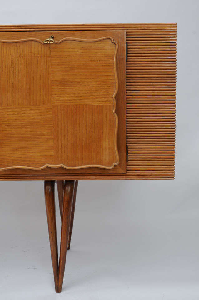 Art Deco Style Italian Wooden Cabinet, Sideboard with Tapered Legs 2