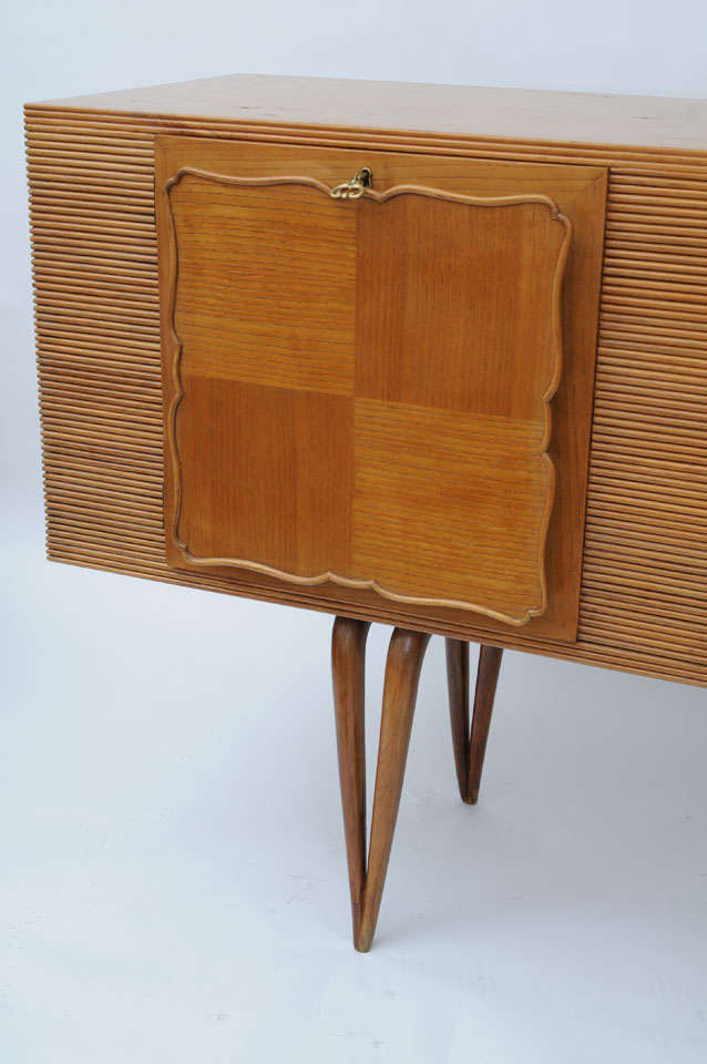 Art Deco Style Italian Wooden Cabinet, Sideboard with Tapered Legs 4