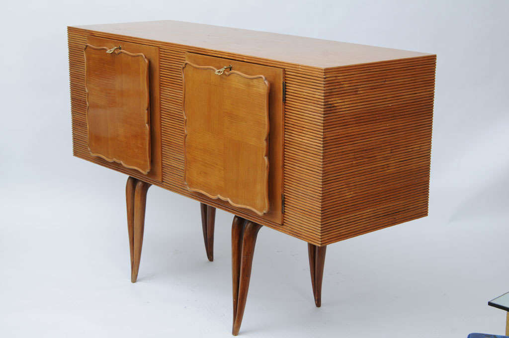 Art Deco Style Italian Wooden Cabinet, Sideboard with Tapered Legs 5