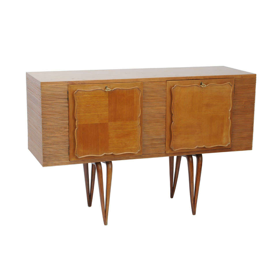 Art Deco Style Italian Wooden Cabinet, Sideboard with Tapered Legs