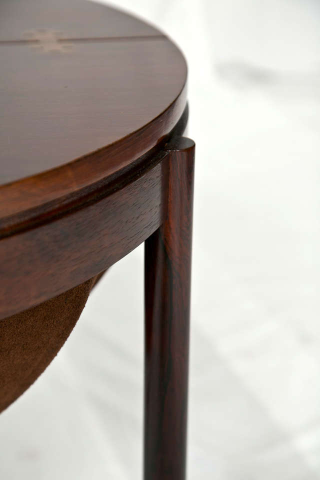 Mid-20th Century Rosewood And Suede Danish Sewing Table by Rolf Rastad and Adolf Reiling For Sale