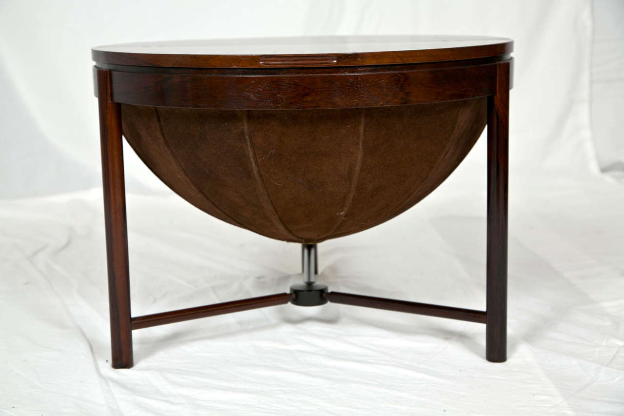 Rosewood And Suede Danish Sewing Table by Rolf Rastad and Adolf Reiling For Sale 2