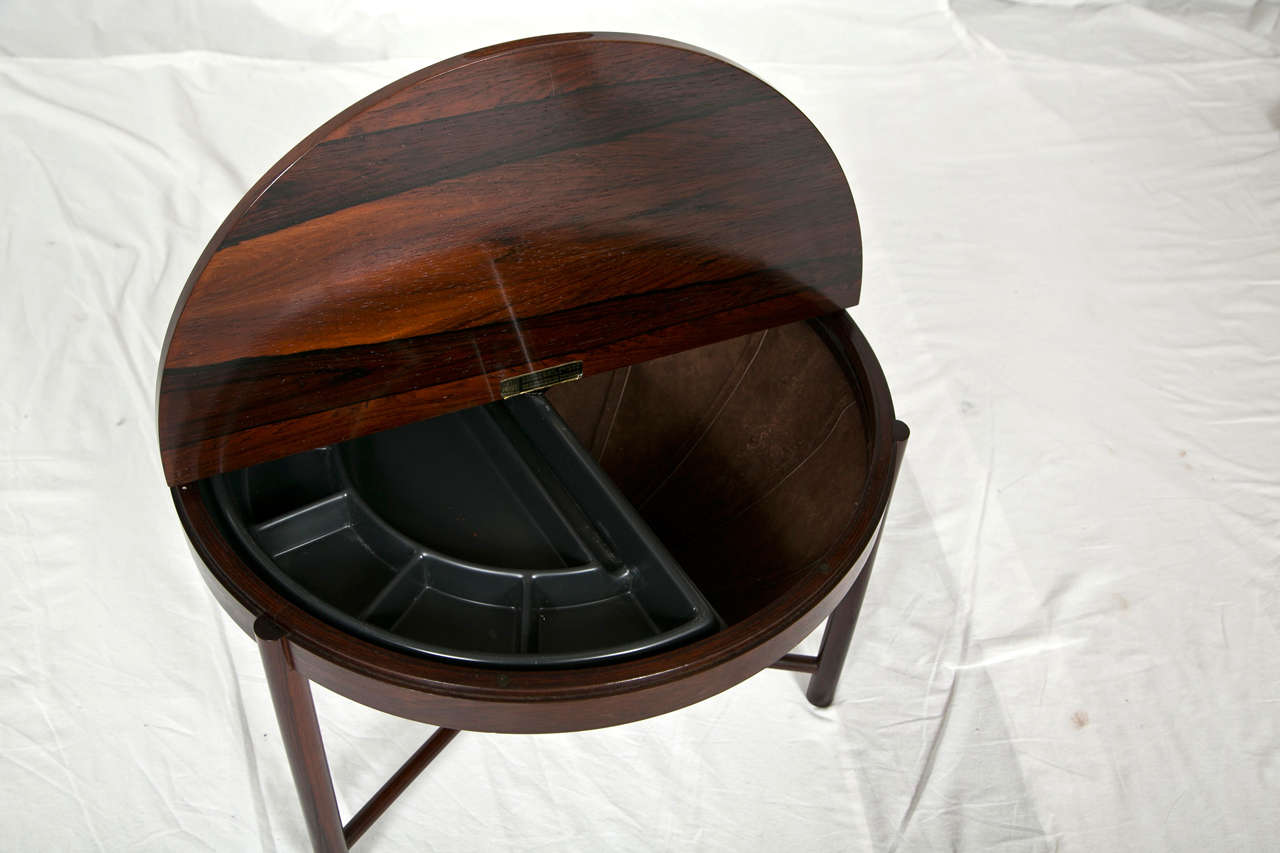 Rosewood And Suede Danish Sewing Table by Rolf Rastad and Adolf Reiling For Sale 5