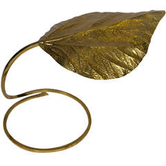 Massive Gabriela Crespi Leaf Table Lamp in Brass