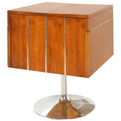 Mid-Century Walnut Pedestal Bar