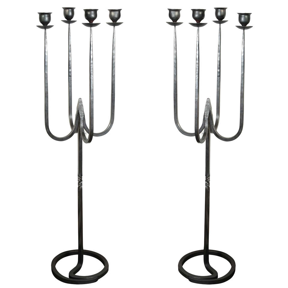 Pair of Iron Floor Candelabras