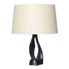 Free Form Black Ceramic Table Lamp Circa 1950