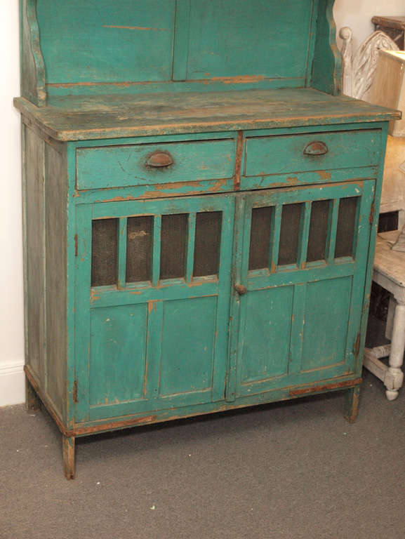 Late 19th c. Painted Rustic Argentinian Cupboard In Distressed Condition In New Orleans, LA