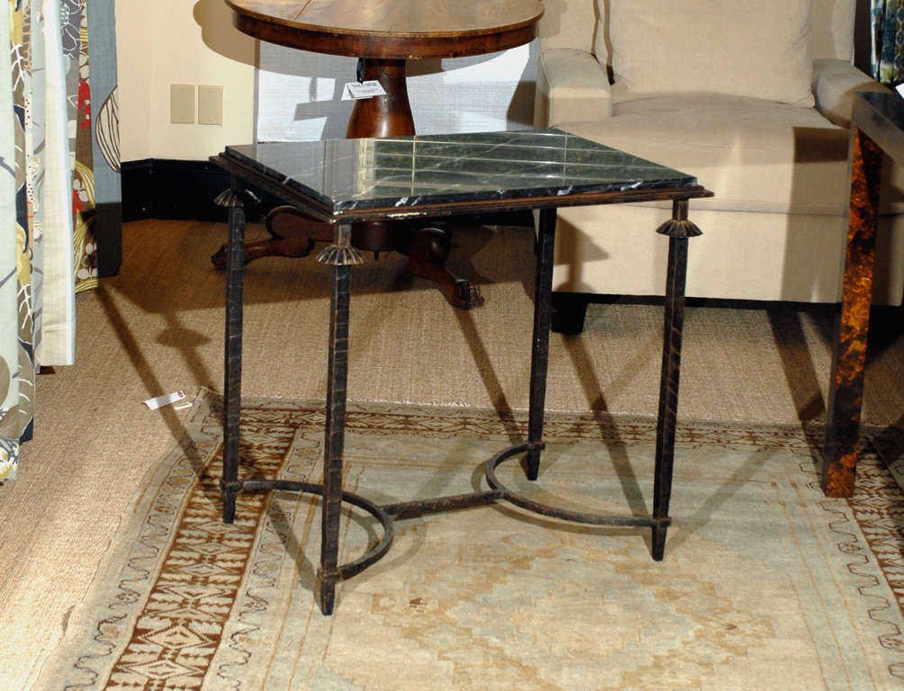 Table in Iron with Original Marble Top