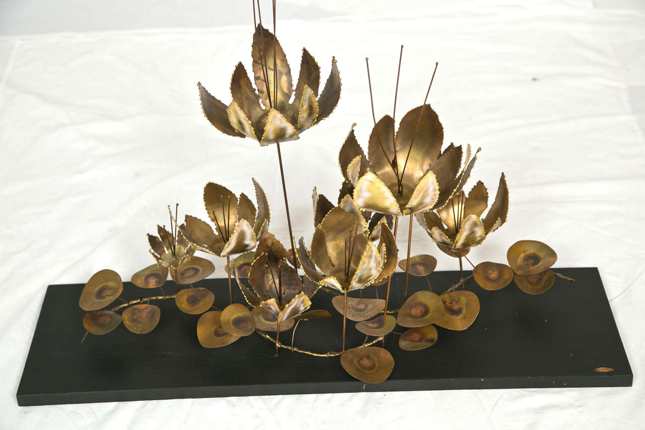 Late 20th Century Curtis Jere Brass Floral Table Sculpture For Sale