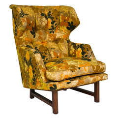 Edward Wormley Wing Back Lounge Chair with Original Upholstery