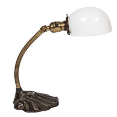 Antique Brass Desk Lamp with Milk Glass Shade