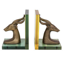 Vintage Pair of Ram Head Lucite Bookends