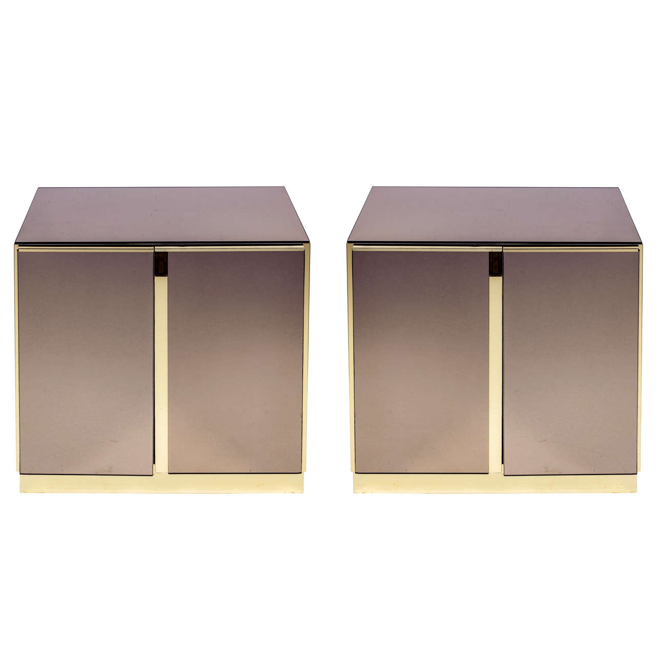 Pair of 1970s Pierre Cardin-Style Mirrored Nighstands