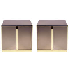Pair of 1970s Pierre Cardin-Style Mirrored Nighstands