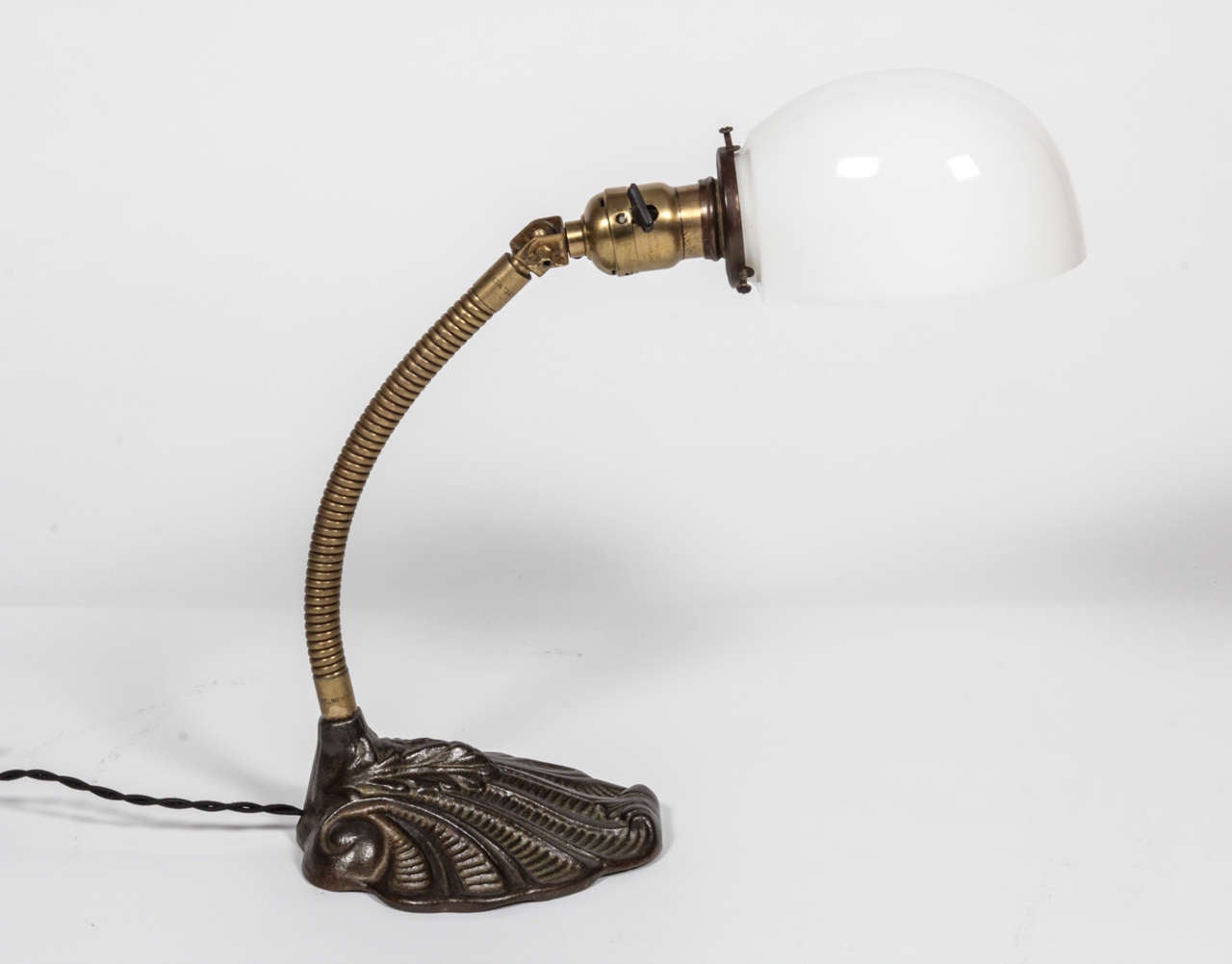 Antique Brass Desk Lamp with Milk Glass Shade at 1stDibs vintage