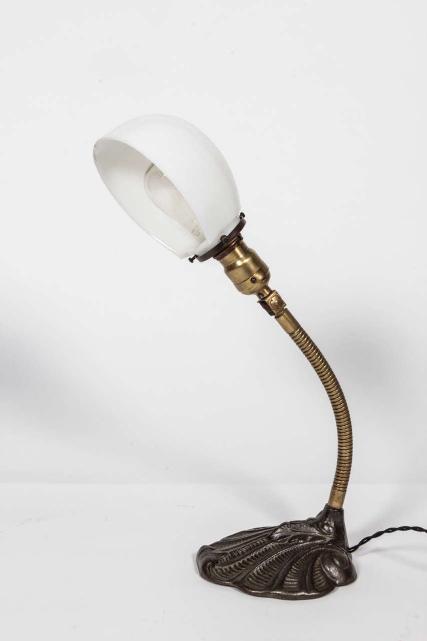Antique Brass Desk Lamp with Milk Glass Shade at 1stDibs vintage