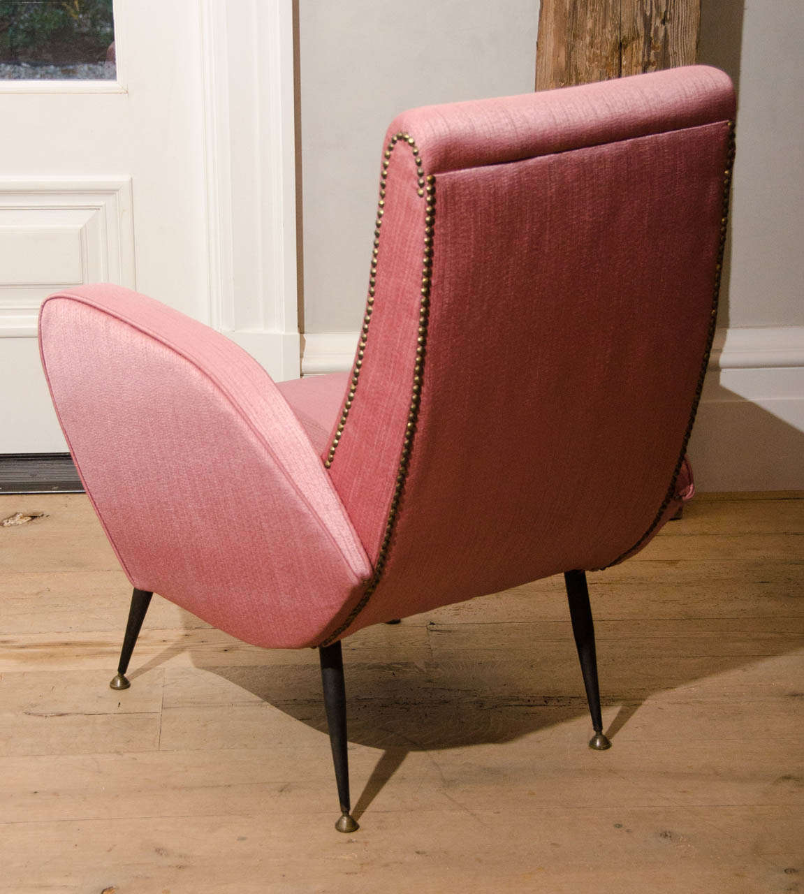 Silk 1950's Italian Armchairs in the Style of Gianfranco Frattini For Sale
