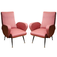 Pair of 1950's Italian Armchairs in the style of Gianfranco Frattini 2