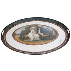 Amerikanisches ovales Zinntablett aus dem 18. Jahrhundert