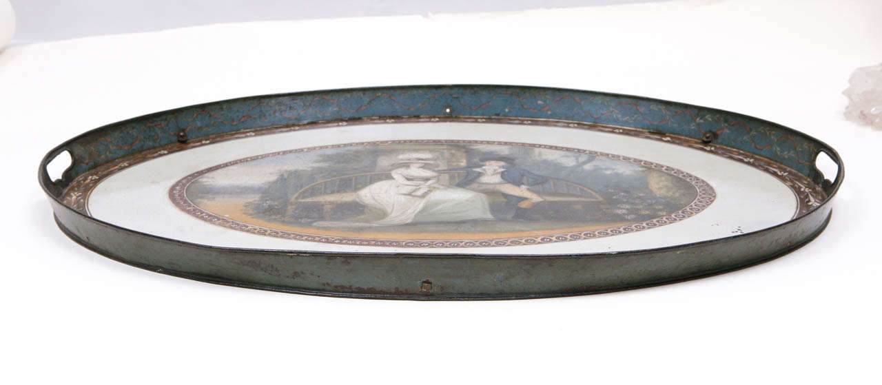 18th Century and Earlier 18th Century American Oval Tole Tray For Sale