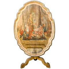 Table à abattant italienne du 18ème siècle en bois doré peint à la main avec plateau rabattable