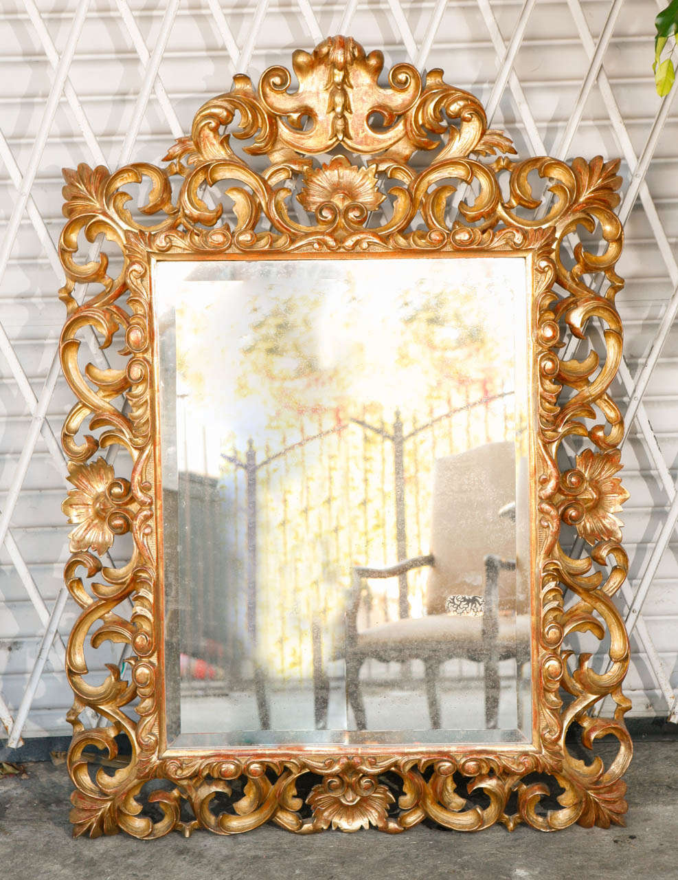 19th c. Italian Carved Giltwood Mirror with original plate