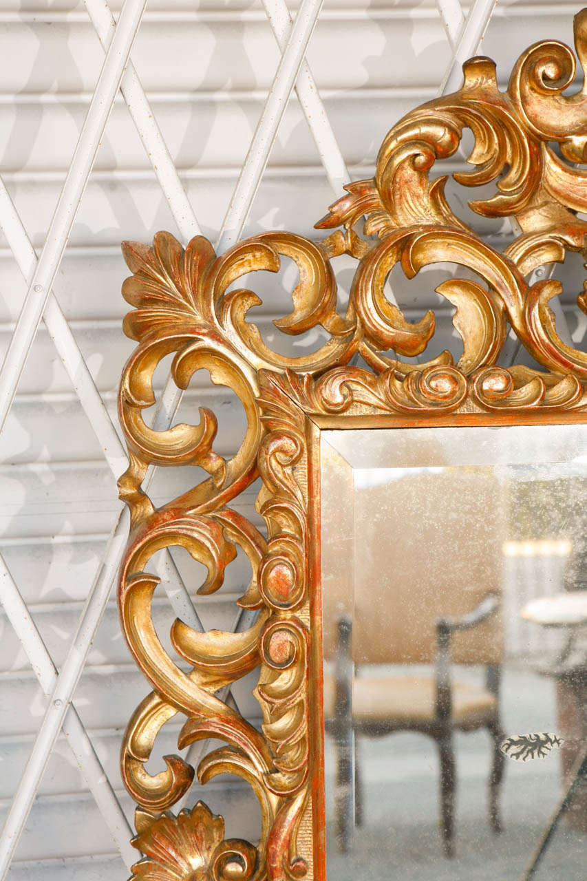 Carved 19th Century  Italian Giltwood Mirror
