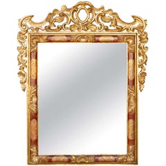 Miroir italien en bois doré du début du XIXe siècle