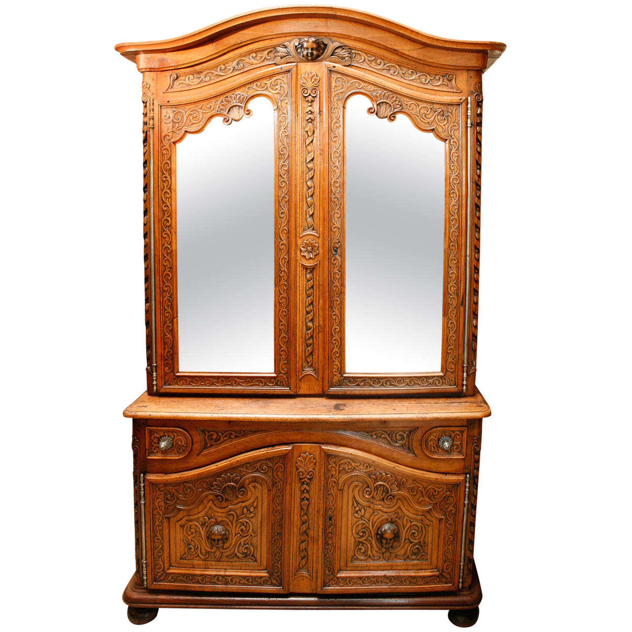 18th Century French Walnut Two-Part Cabinet