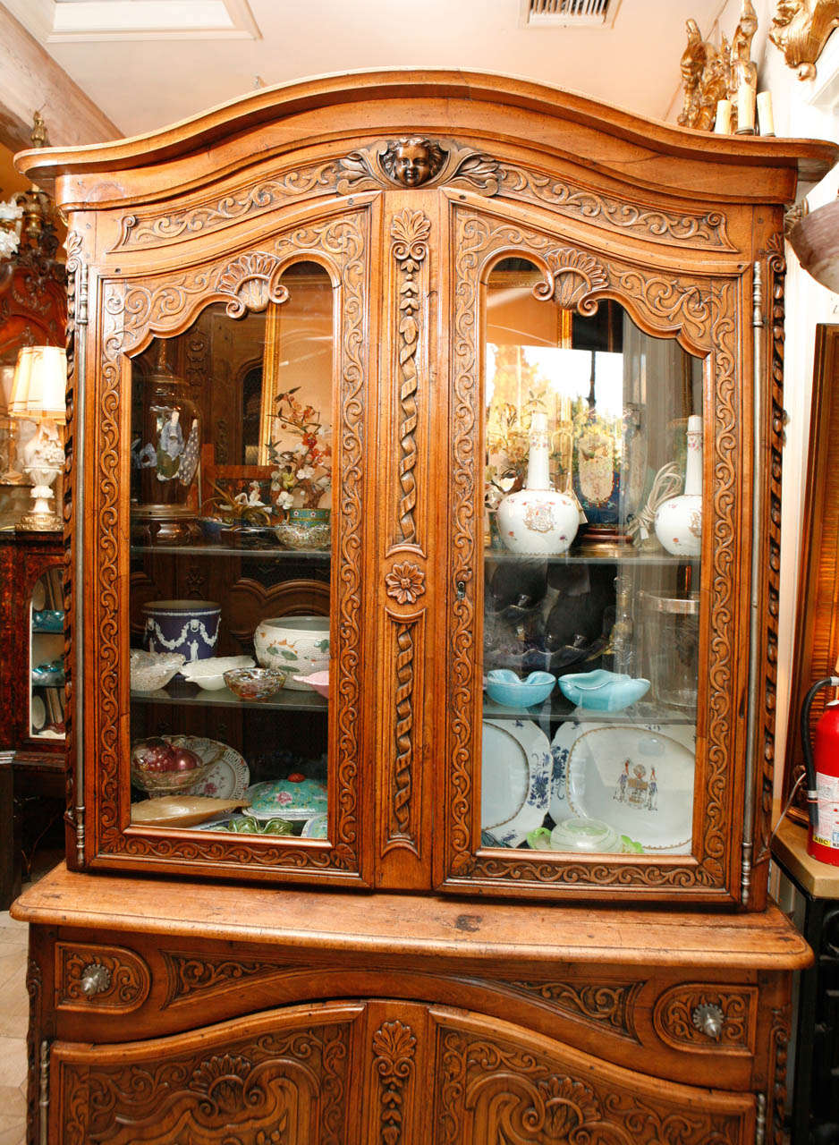 18th Century and Earlier 18th Century French Walnut Two-Part Cabinet For Sale