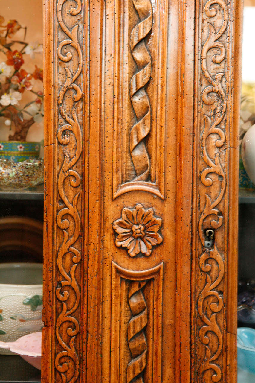 Glass 18th Century French Walnut Two-Part Cabinet For Sale