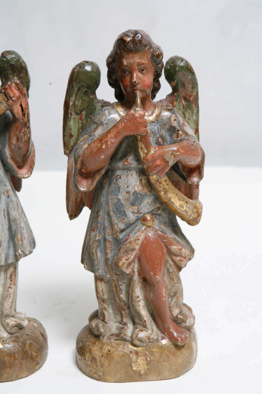 Wood 18th Century Pair of Italian Angels