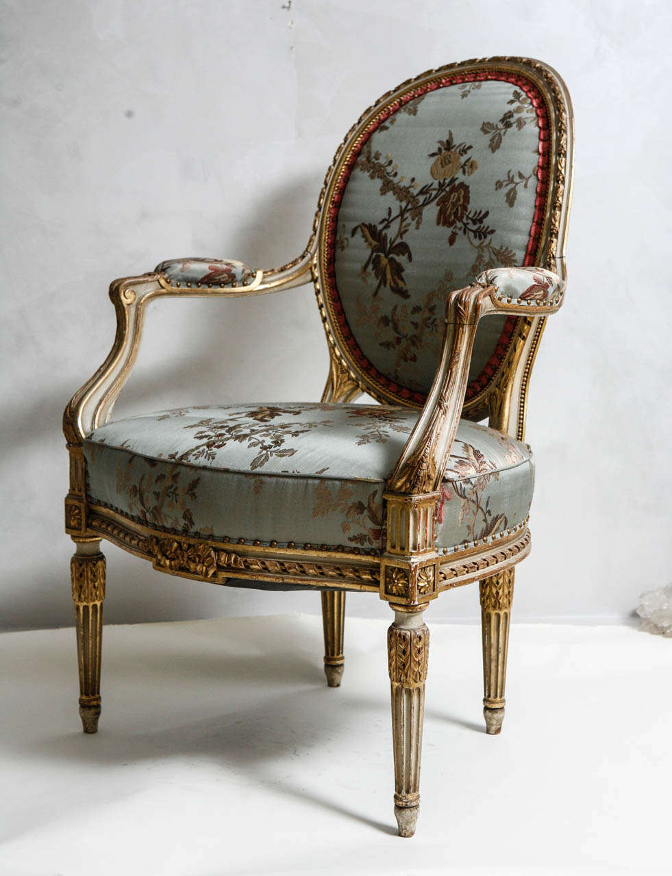 Pair of 19th Century French Giltwood and Painted Arm Chairs