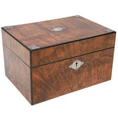 19th Century English Burl Box with Sterling Mounts