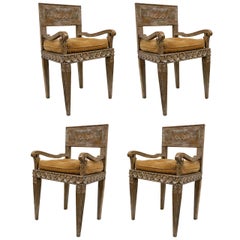 Antique Group of Four 18th Century Italian Armchairs